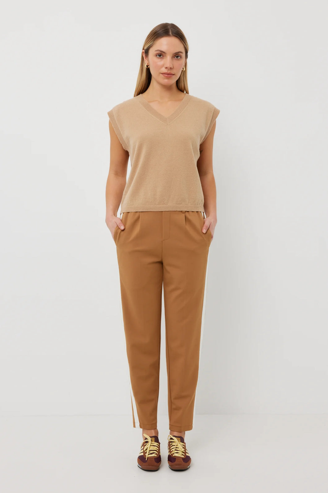 Bobbie Pants | Caramel + White