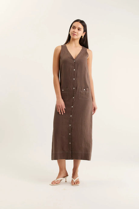 Tani Midi Linen Dress