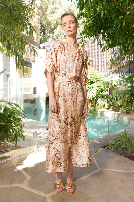Taylor Cheetah Ankle Silk Dress