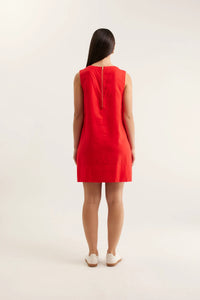 Vespa Linen Dress in Red