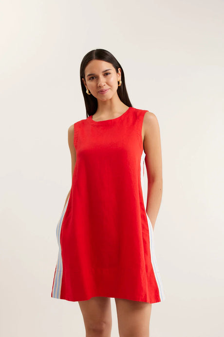 Vespa Linen Dress in Red