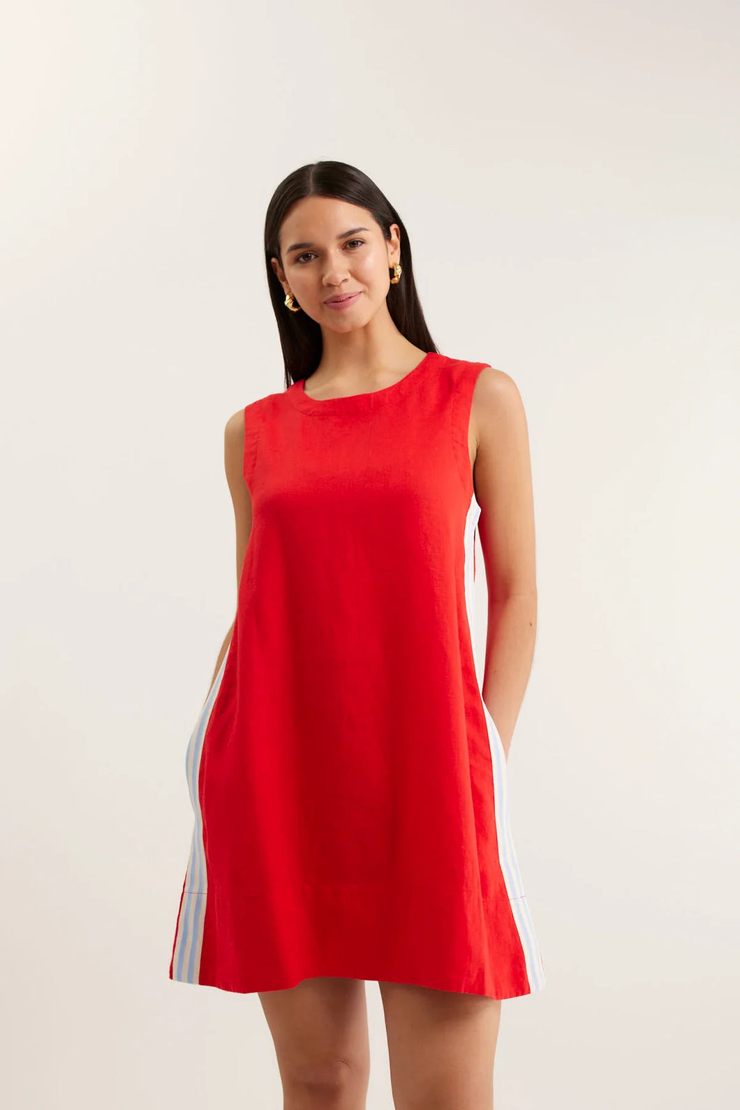 Vespa Linen Dress in Red