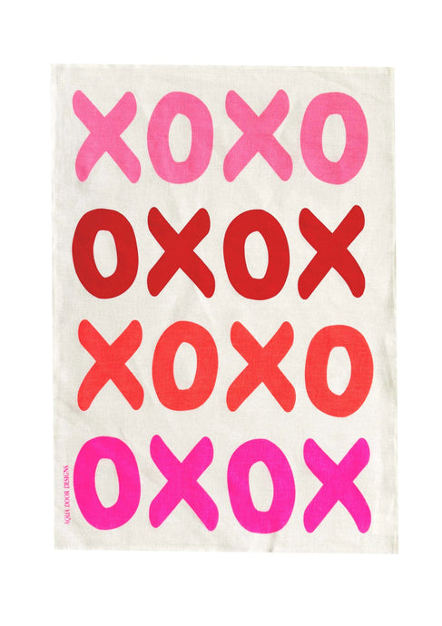 XOXO Linen Tea Towel | Pinks