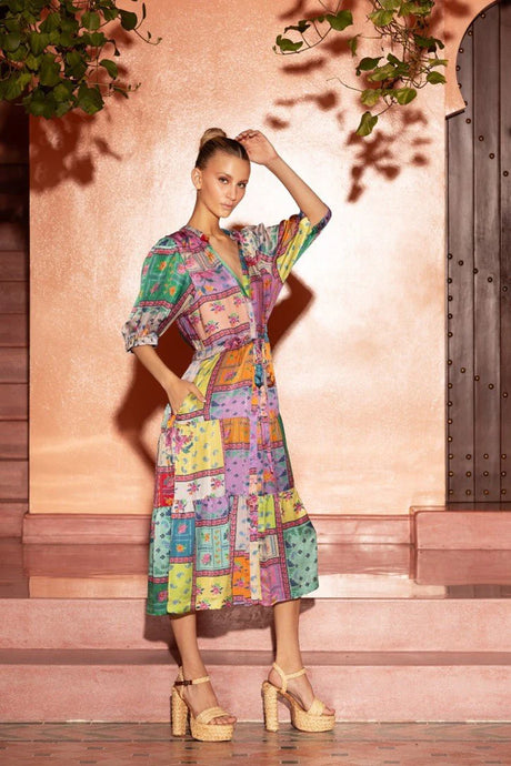 Austen V Silk Midi Dress | Lotus Lotus