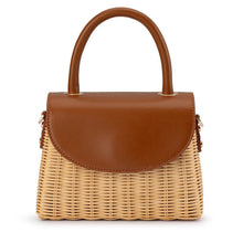 Load image into Gallery viewer, Elle Wicker Top Handle Bag | Tan