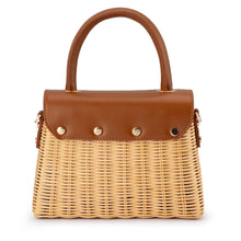 Load image into Gallery viewer, Elle Wicker Top Handle Bag | Tan