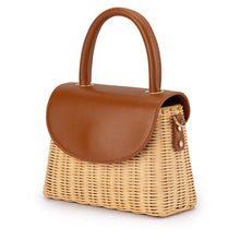 Load image into Gallery viewer, Elle Wicker Top Handle Bag | Tan