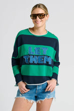 Load image into Gallery viewer, Raw Let Them Long Sleeve Sweatshirt | Green &amp; Navy Stripe