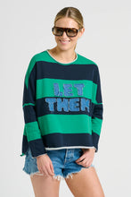 Load image into Gallery viewer, Raw Let Them Long Sleeve Sweatshirt | Green &amp; Navy Stripe