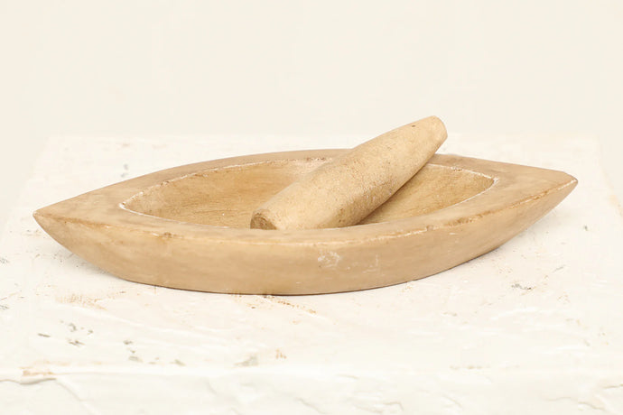 Beige Marble Mortar and Pestle