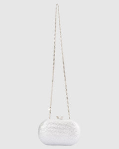 Lucia Woven Oval Clutch | Silver