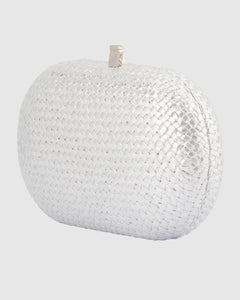 Lucia Woven Oval Clutch | Silver