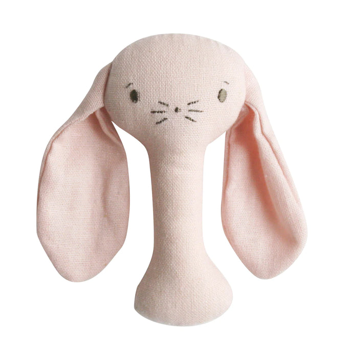 Bobby Bunny Stick Rattle | Pink Linen