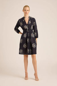 Leighton Cotton Midi | Navy Wreath