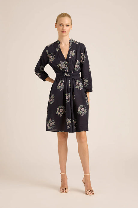Leighton Cotton Midi | Navy Wreath