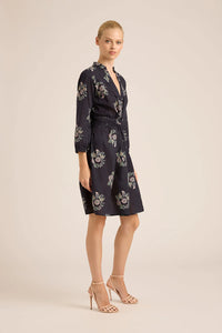 Leighton Cotton Midi | Navy Wreath