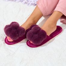 Load image into Gallery viewer, Cosy Luxe Pom Pom Slippers | Mulberry