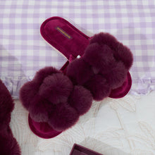 Load image into Gallery viewer, Cosy Luxe Pom Pom Slippers | Mulberry
