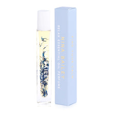 Load image into Gallery viewer, A bottle of 'Relax Essential Perfume Oil' by Nina Bailey, with a white cap and label featuring blue and gold text, next to its light blue packaging box.