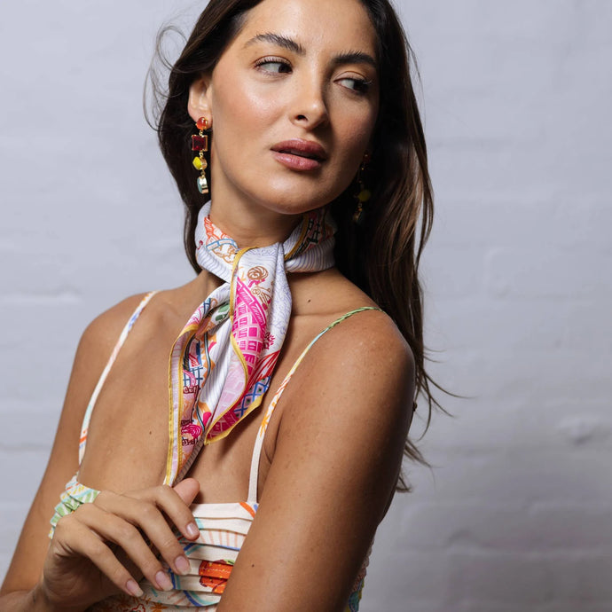 Satin Scarf | Yellow/Blue