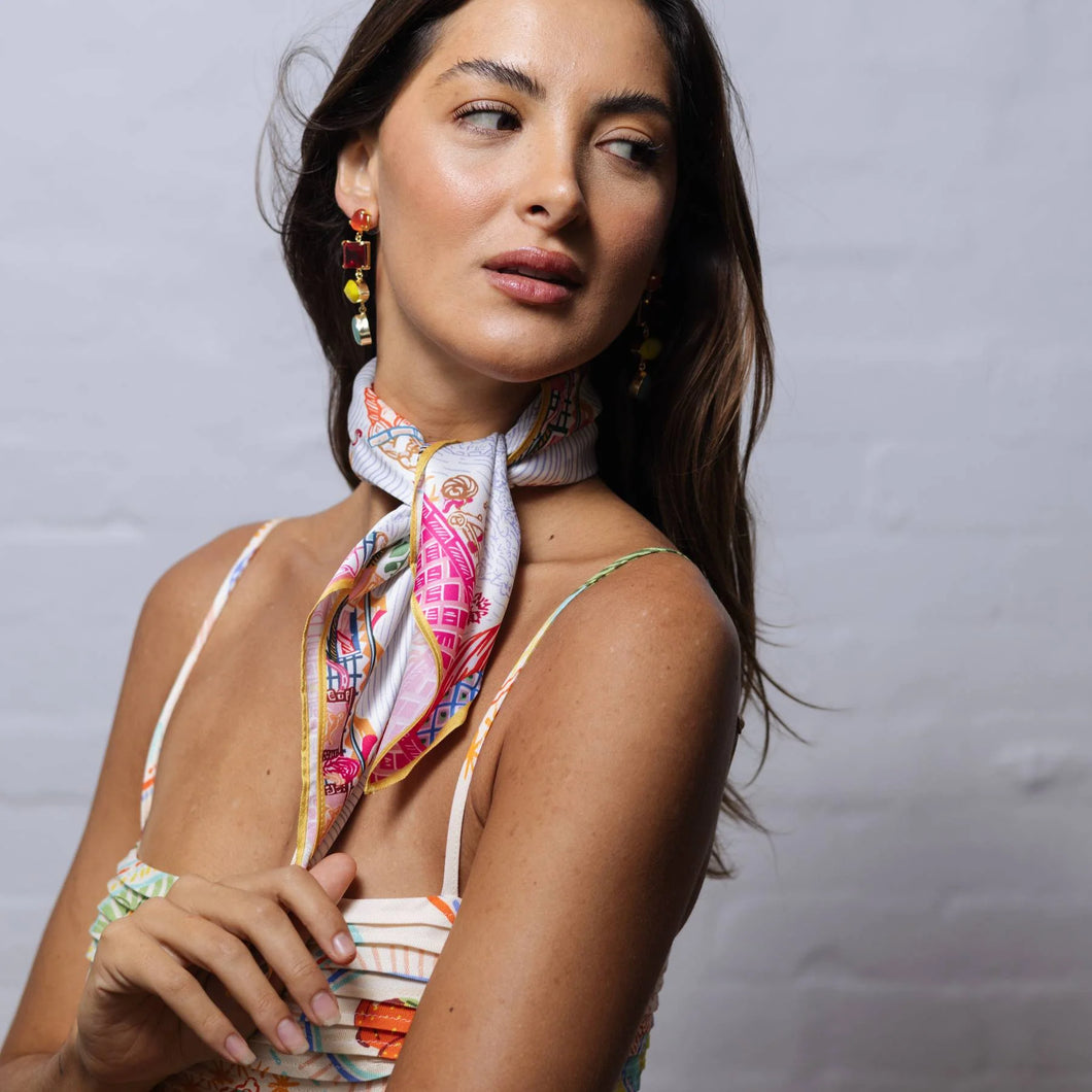 Satin Scarf | Yellow/Blue