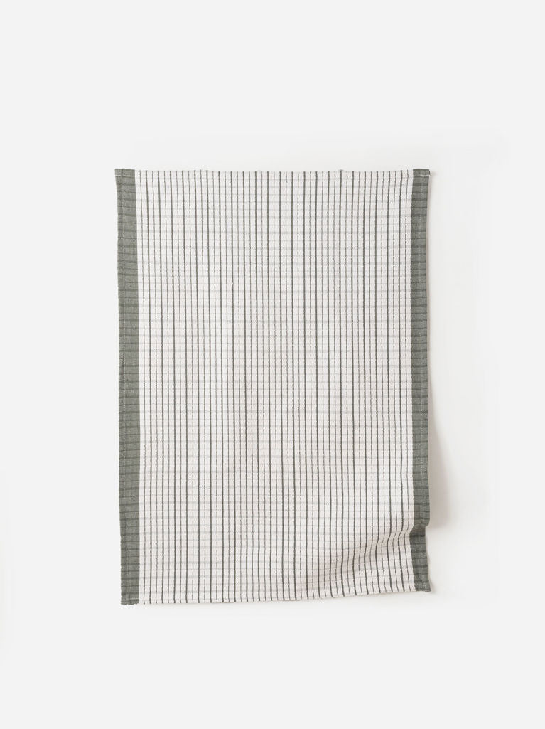 Heavy Cotton Tea Towel | Olive/White