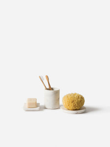 Marble Round Soap Dish /White
