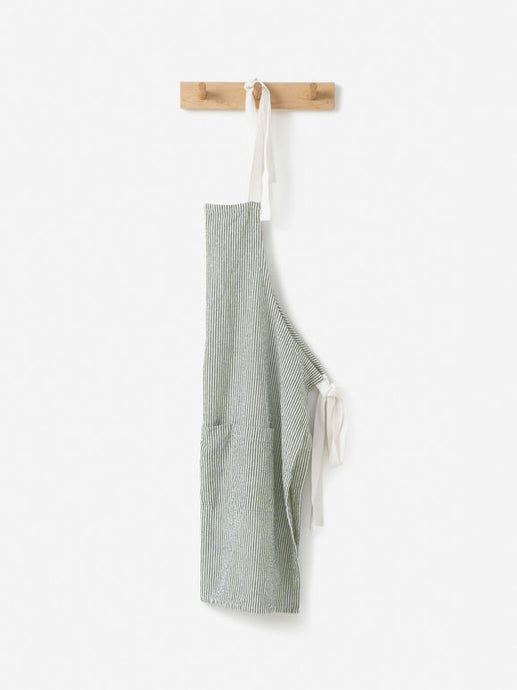 Stripe Washed Cotton Apron | Olive