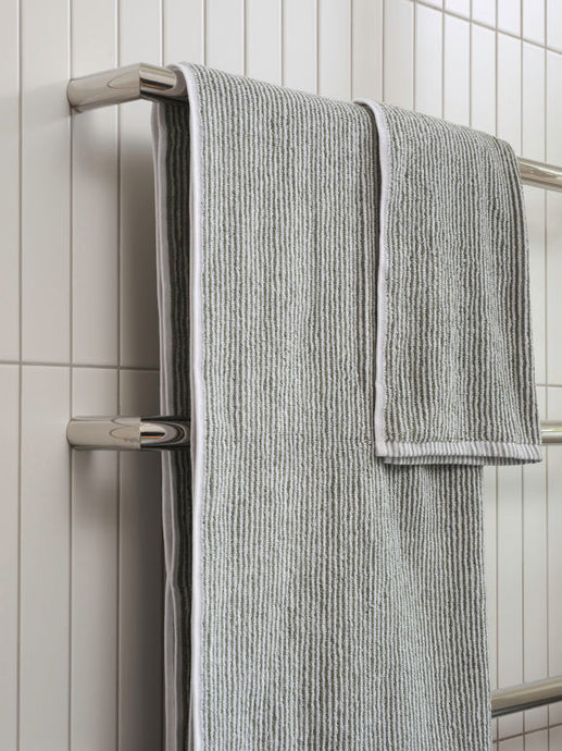 Stripe Cotton Bath Towel | Olive/White