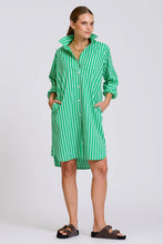Load image into Gallery viewer, The Classic Cotton Shirt Dress | Double Green Stripe