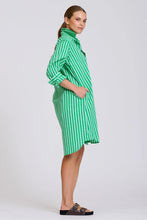 Load image into Gallery viewer, The Classic Cotton Shirt Dress | Double Green Stripe