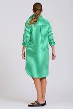 Load image into Gallery viewer, The Classic Cotton Shirt Dress | Double Green Stripe