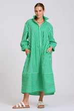 Load image into Gallery viewer, The Martha Oversized Shirt Dress | Double Green Stripe