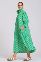 Load image into Gallery viewer, The Martha Oversized Shirt Dress | Double Green Stripe