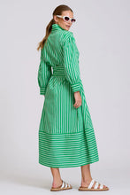 Load image into Gallery viewer, The Martha Oversized Shirt Dress | Double Green Stripe