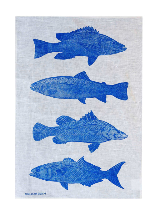 Fish Linen Tea Towel | Cobalt