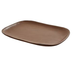 Tan Leather Valet Tray w Stitching