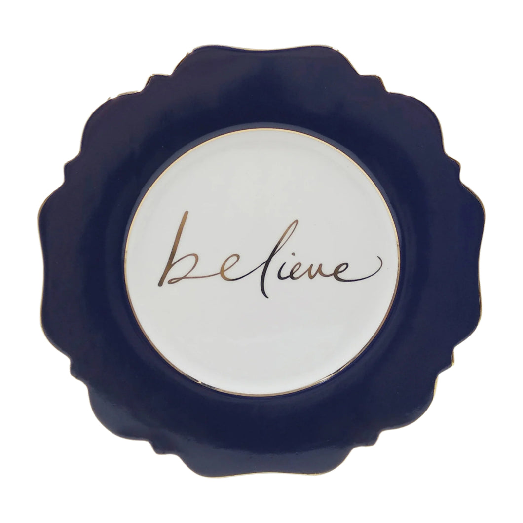 Side Plate Navy ‘ Believe’