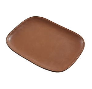 Tan Leather Valet Tray w Stitching