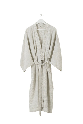 Linen Robe | Pinstripe