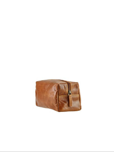 Jimmy Leather Toiletry Bag l Brandy