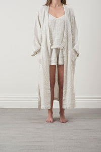 Linen Robe | Pinstripe