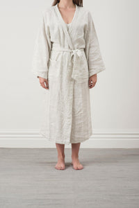 Linen Robe | Pinstripe